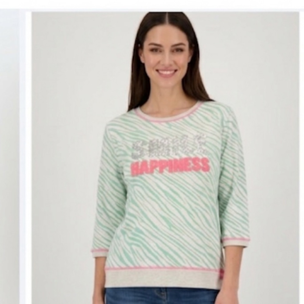 Smile Happiness Mint Green Zebra Sweatshirt